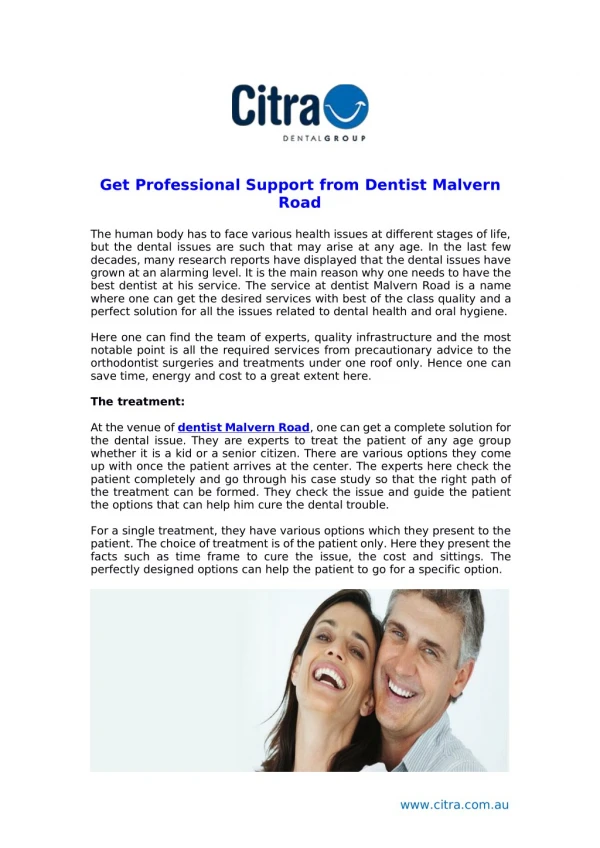 Get Professional Support from Dentist Malvern Road