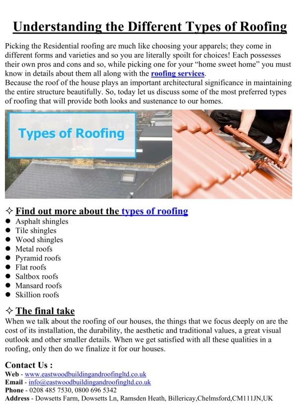 Understanding the different types of roofing