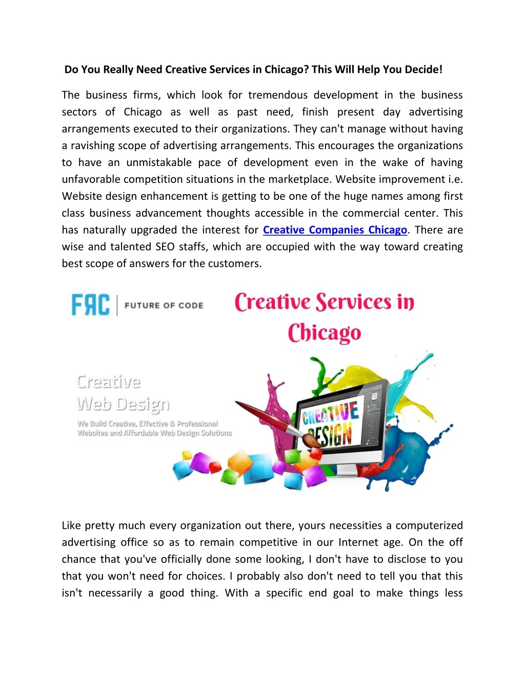 do you really need creative services in chicago