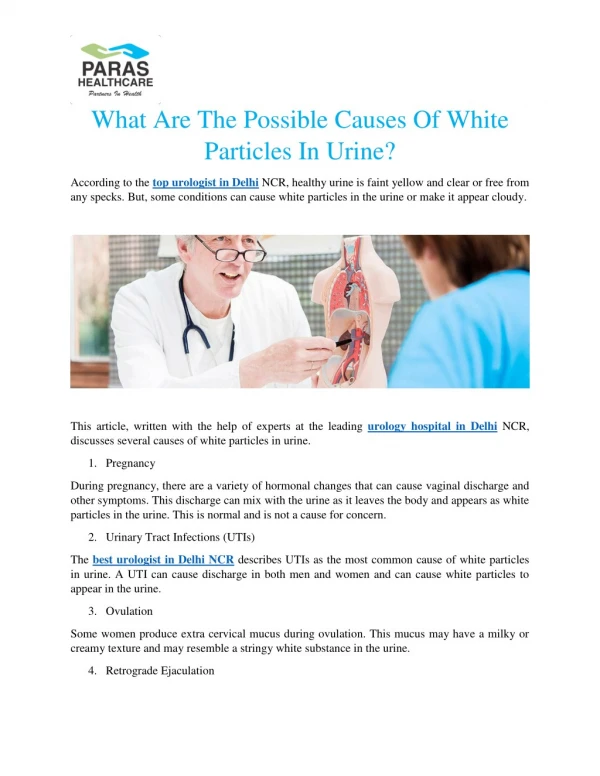 What Are The Possible Causes Of White Particles In Urine?