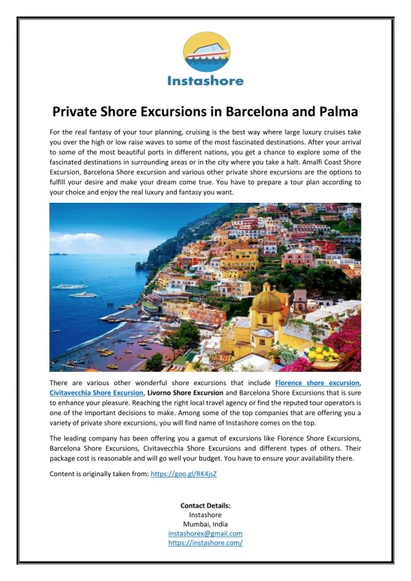 Private Shore Excursions in Barcelona and Palma