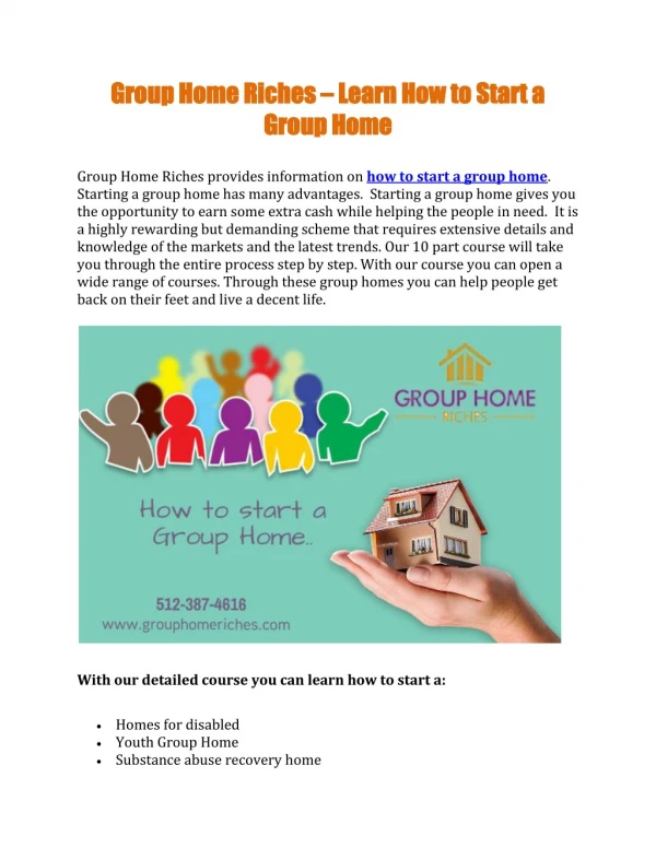 Group Home Riches – Learn How to Start a Group Home