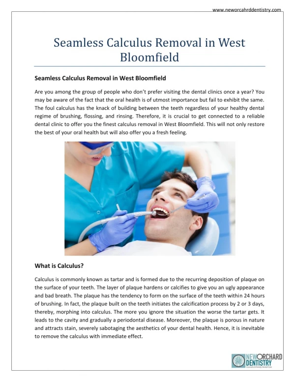 Seamless Calculus Removal in West Bloomfield | New Orchard Dentistry