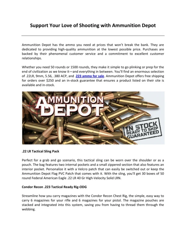 Support Your Love of Shooting with Ammunition Depot