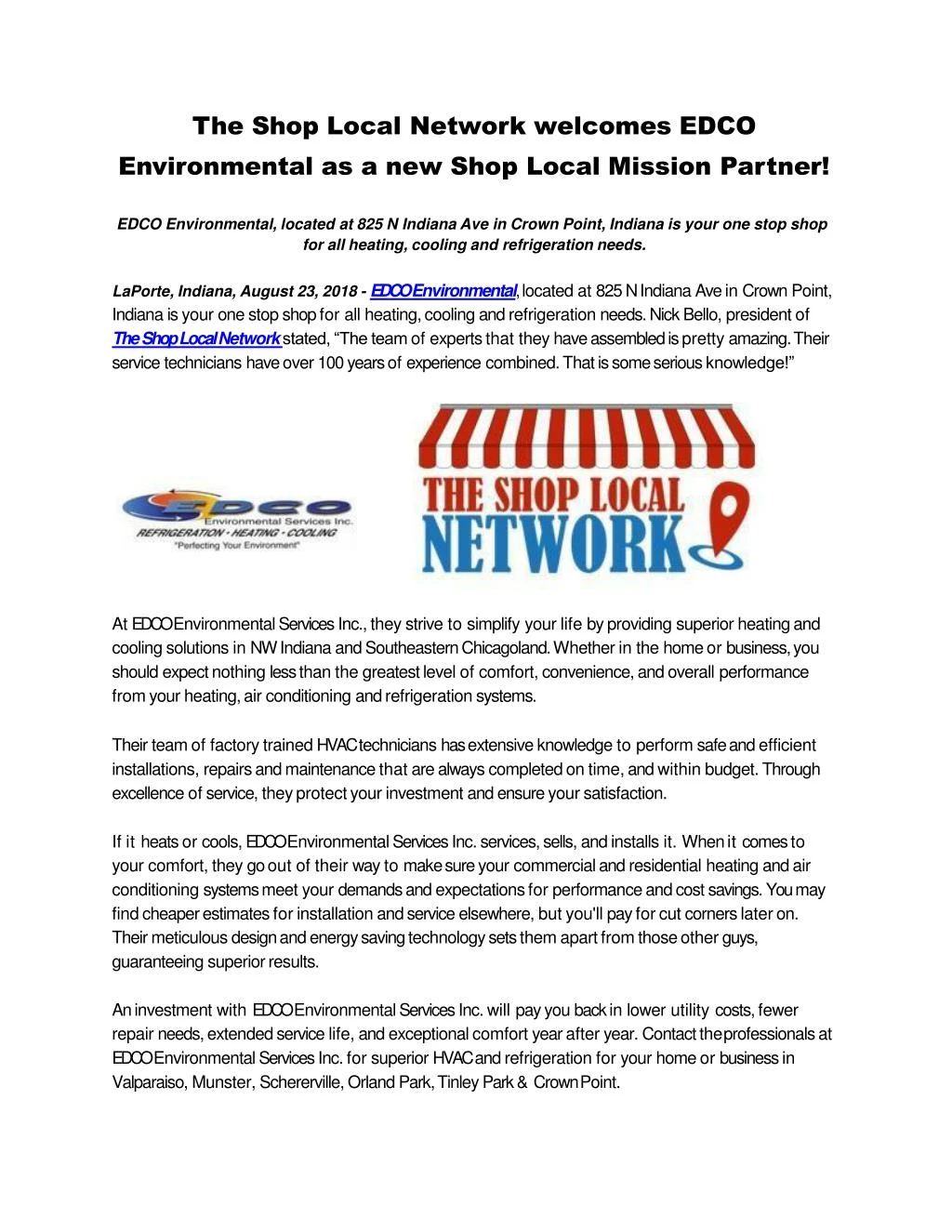 the shop local network welcomes edco