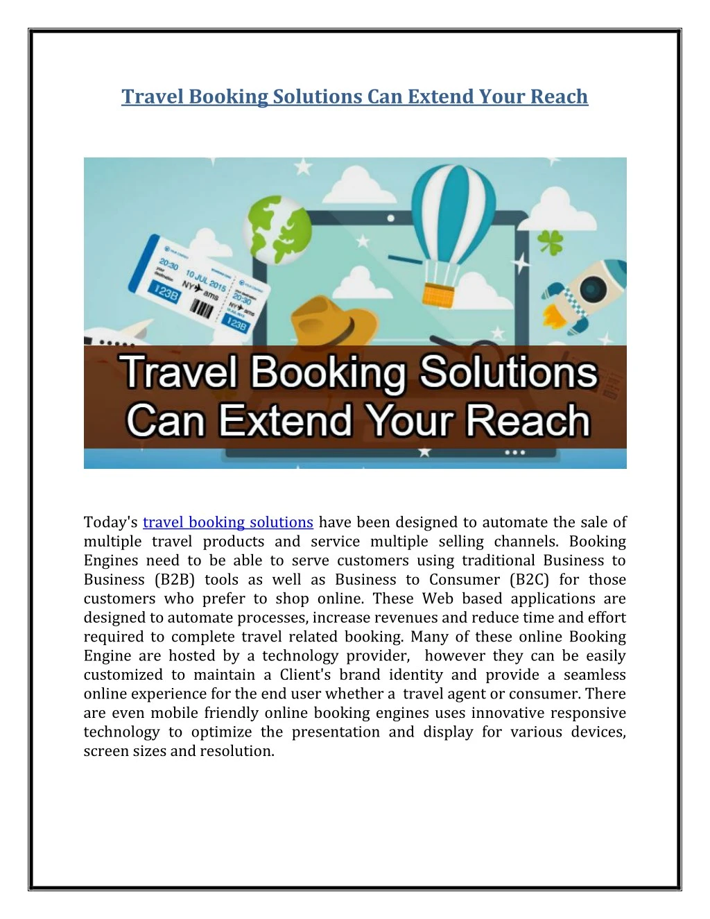 travel booking solutions can extend your reach