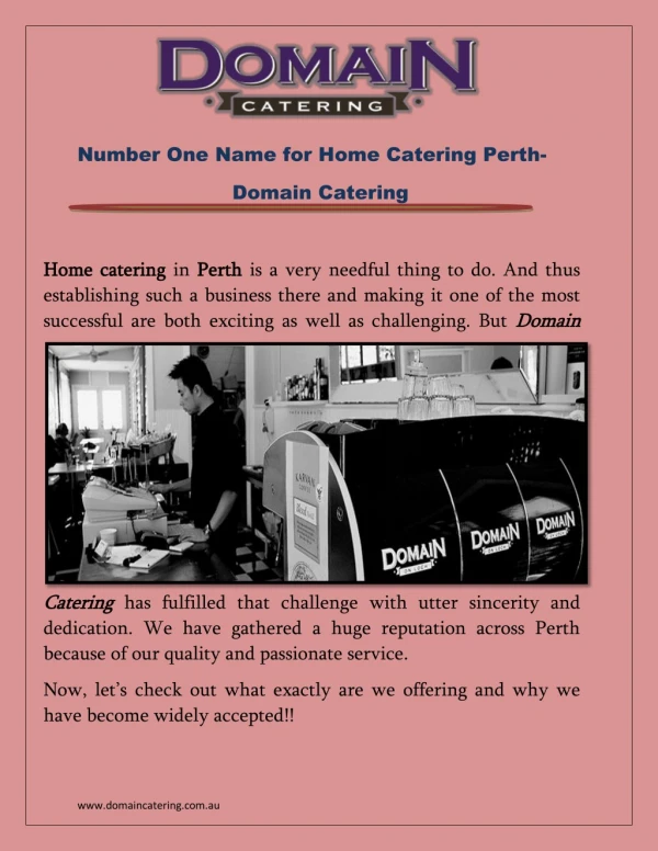 Number One Name for Home Catering Perth – Domain Catering