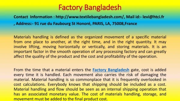 Importance of Materials Handling in Garments Factory