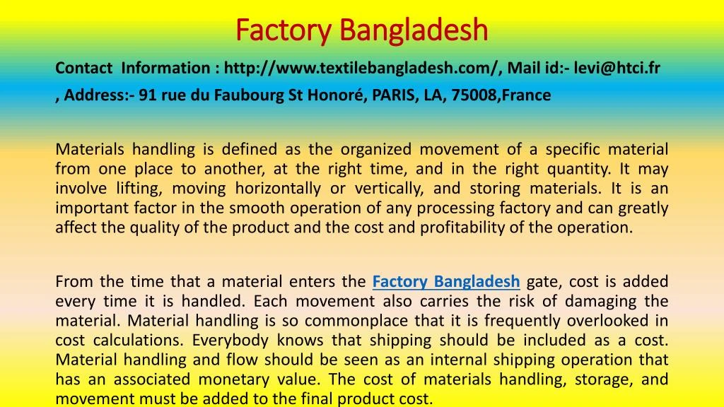 factory bangladesh