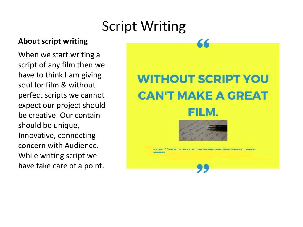 about script writing