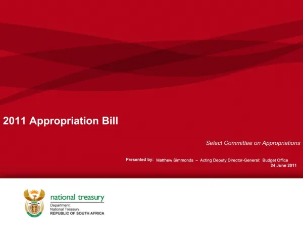 2011 Appropriation Bill