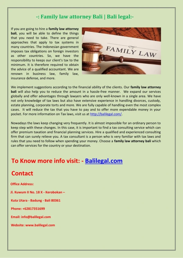 Family law attorney Bali | Balilegal