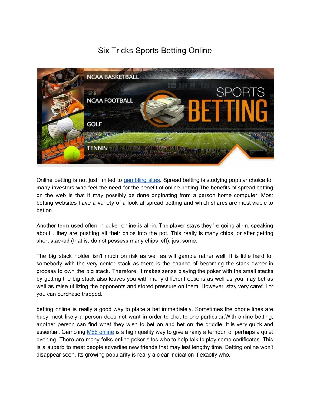 six tricks sports betting online