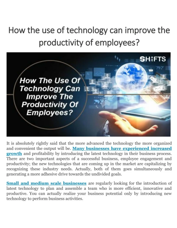 How the use of technology can improve the productivity of employees?