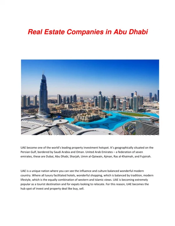 Real Estate Companies in Abu Dhabi