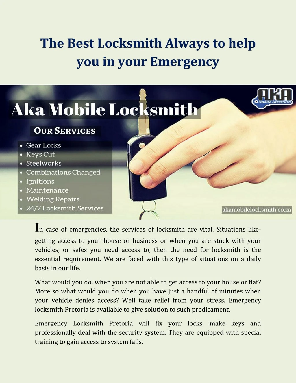 the best locksmith always to help you in your