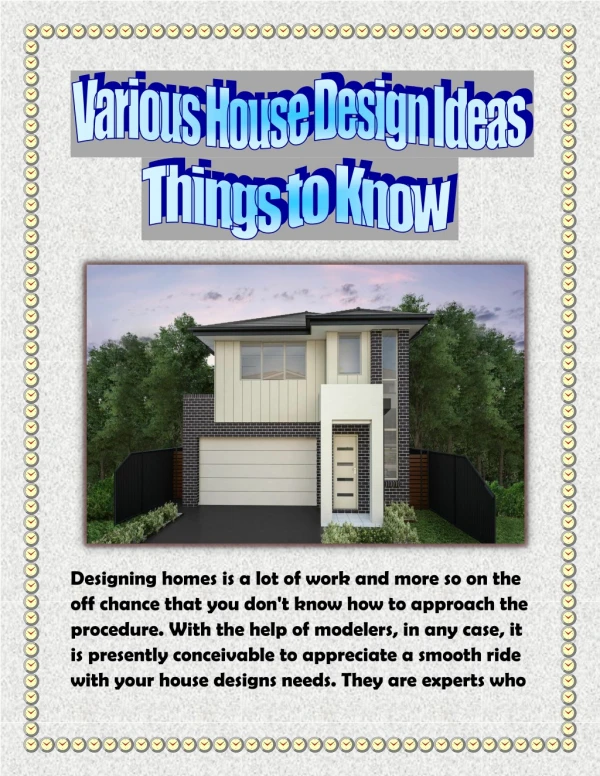 Various House Design Ideas â€“ Things to Know
