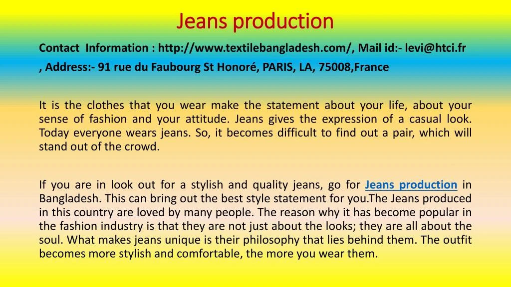 jeans production
