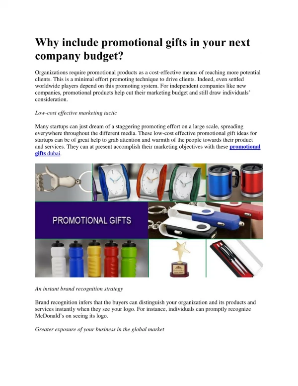 Why include promotional gifts in your next company budget?