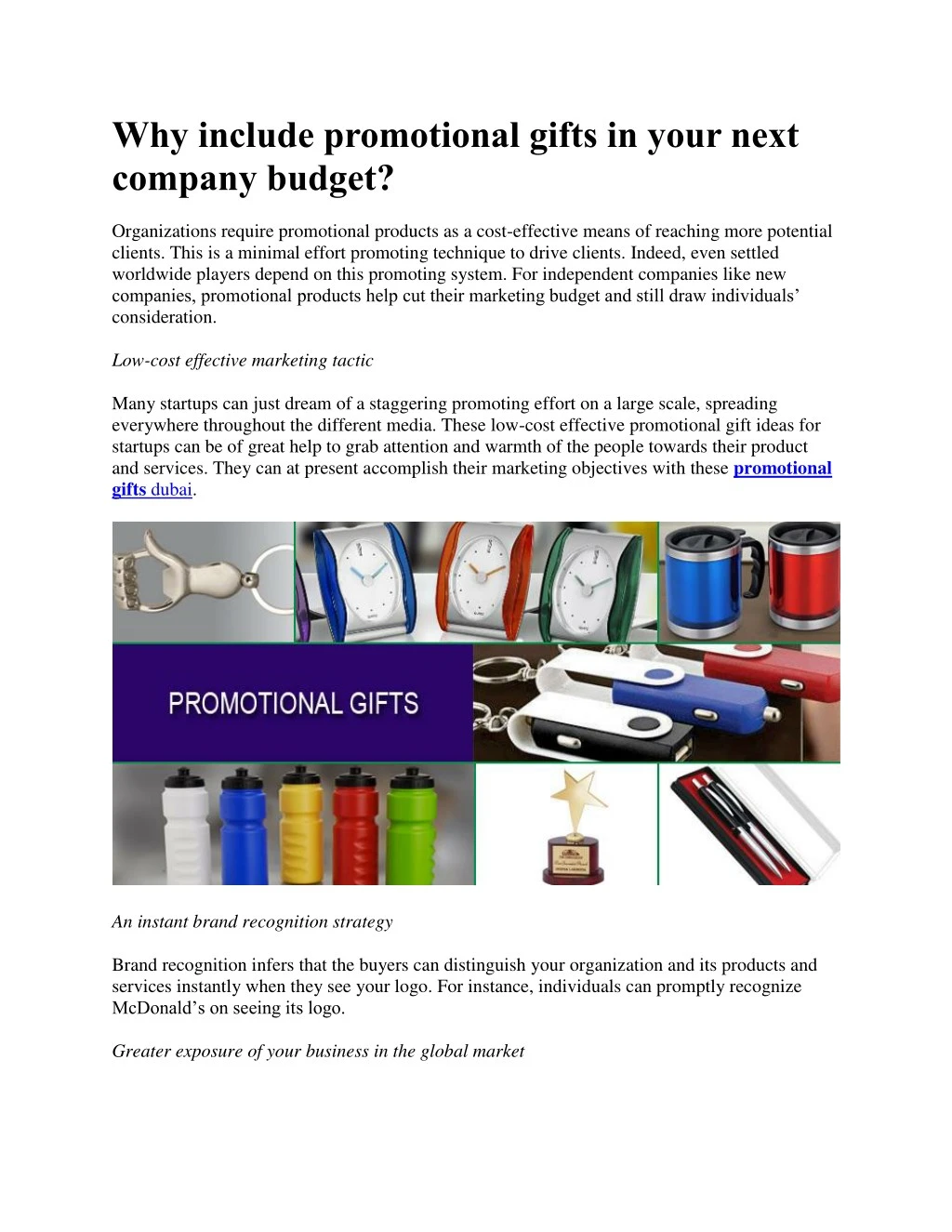 why include promotional gifts in your next