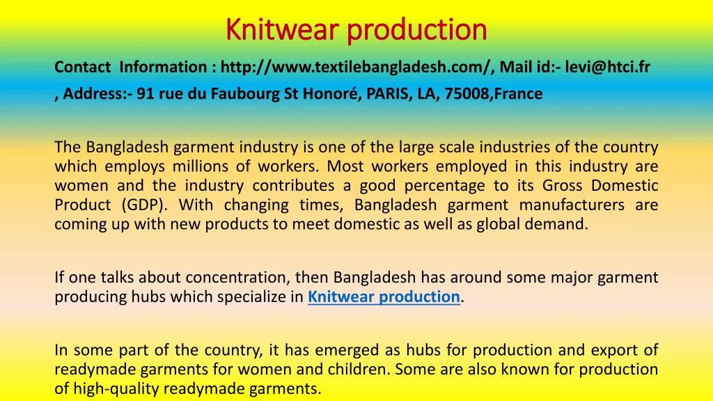 knitwear production