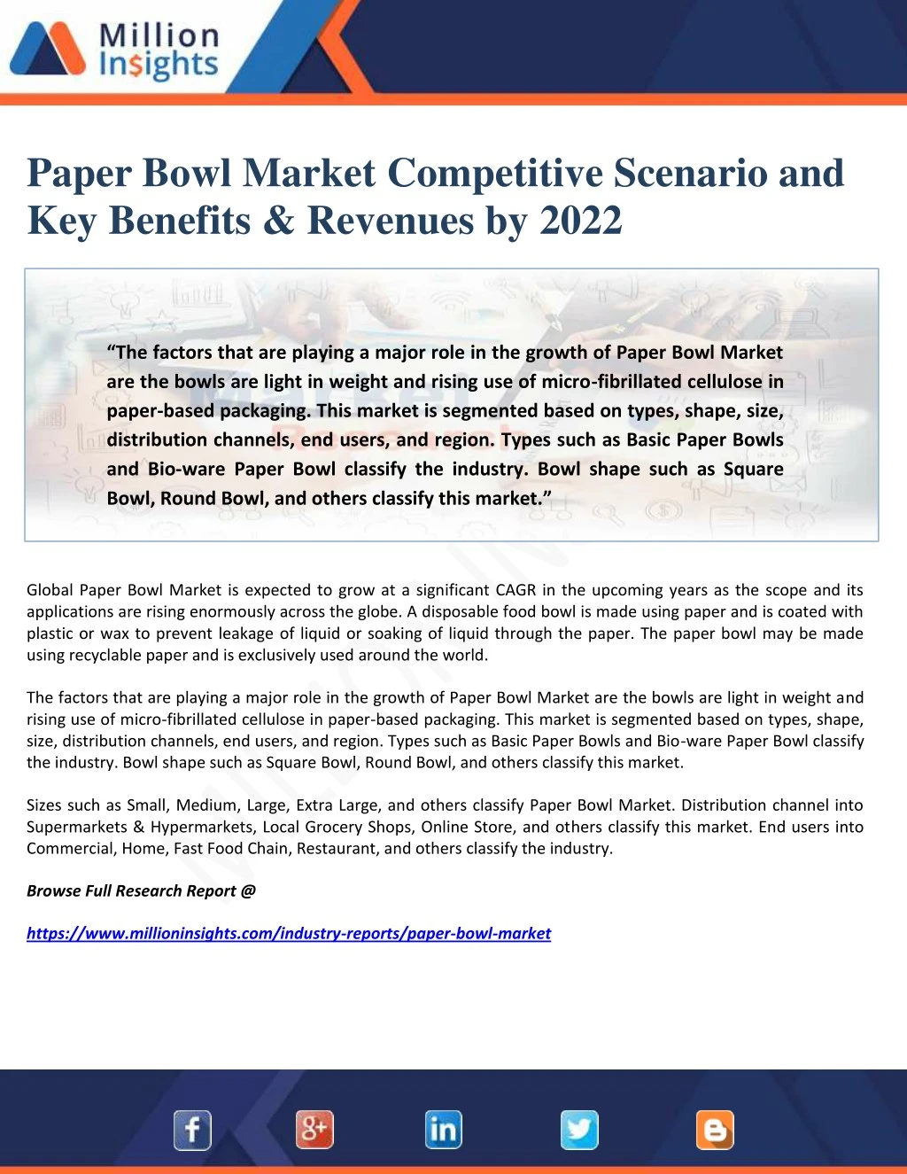 paper bowl market competitive scenario