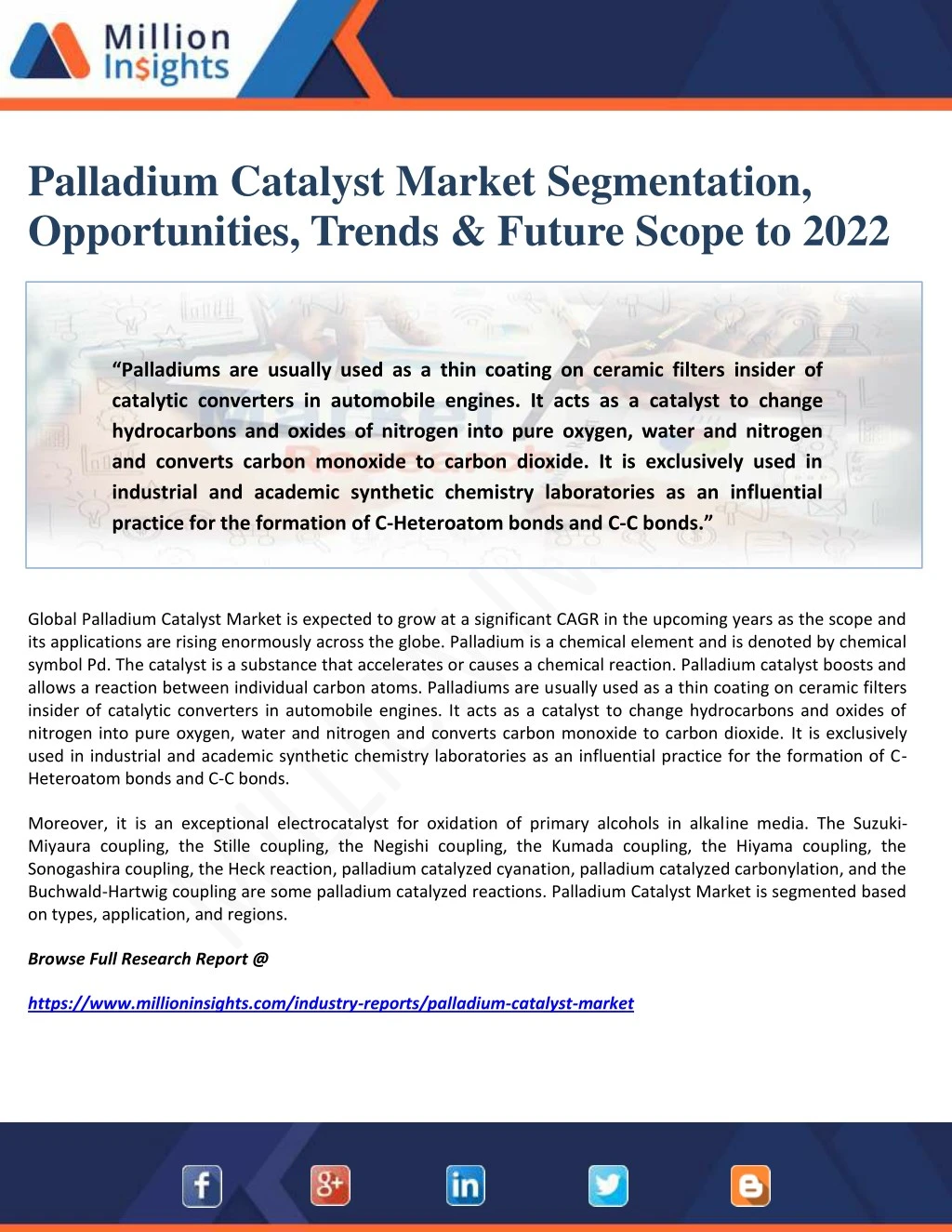palladium catalyst market segmentation