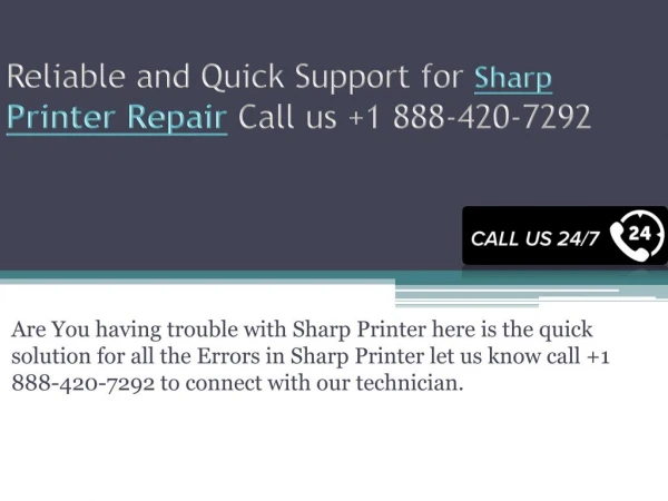 Reliable and Quick Support for Sharp Printer Repair