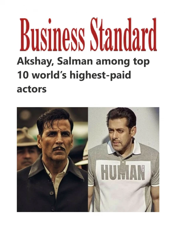 Akshay, Salman among top 10 world's highest-paid actors