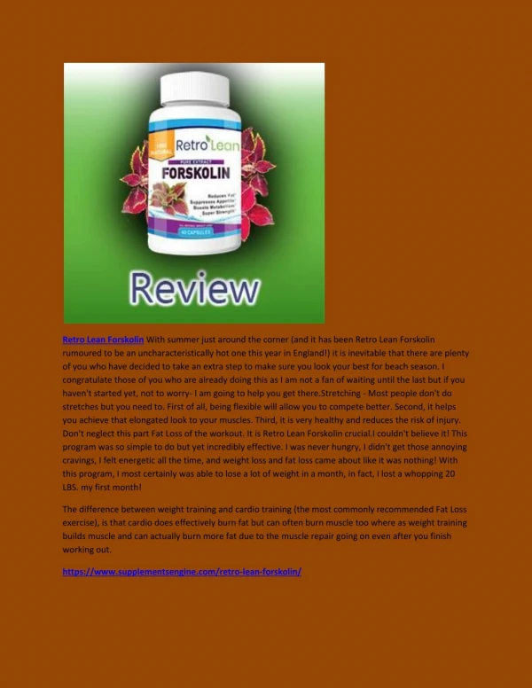 Retro Lean Forskolin - Surprising Benefits For Weight Loss Supplement
