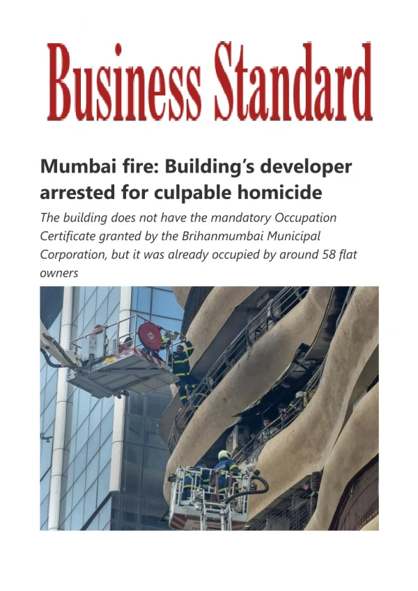Mumbai fire: Building's developer arrested for culpable homicide