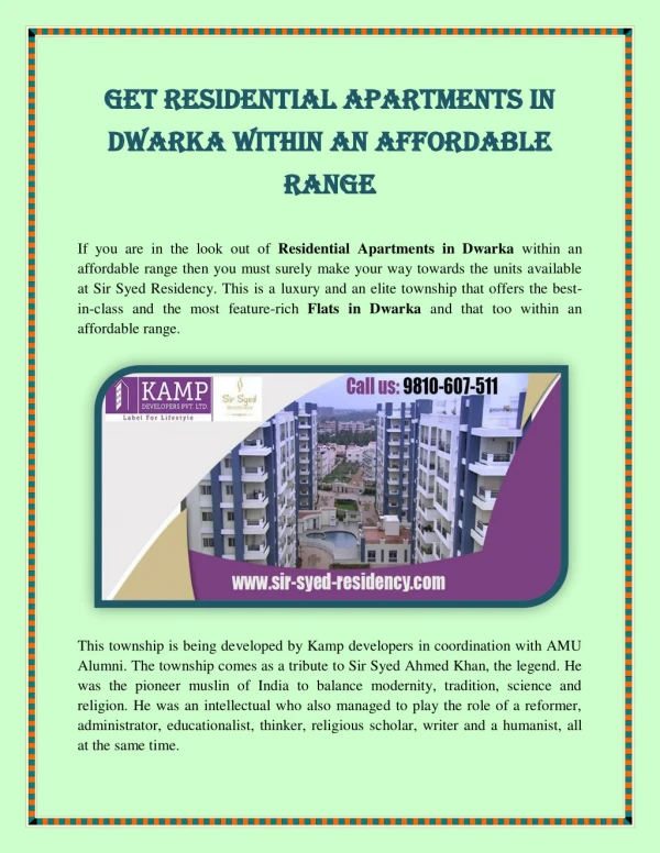 Get Residential Apartments in Dwarka within an Affordable Range