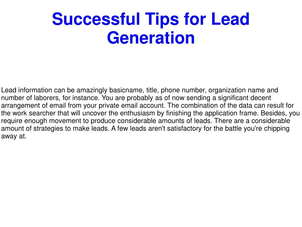 successful tips for lead generation