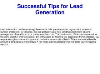 Successful Tips for Lead Generation - slide 1