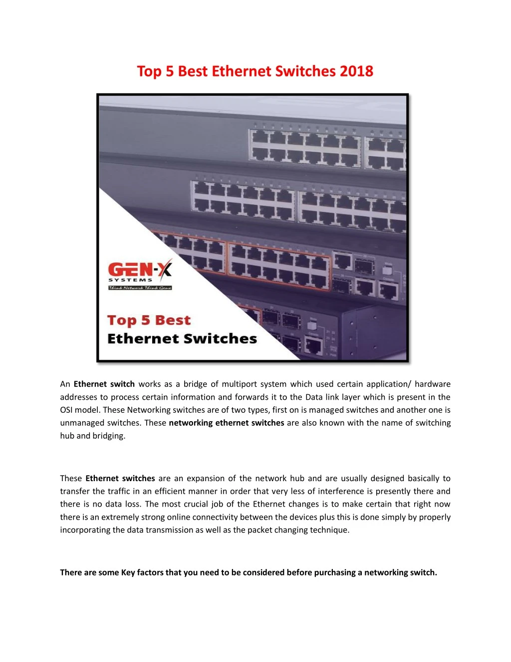 top 5 best ethernet switches 2018