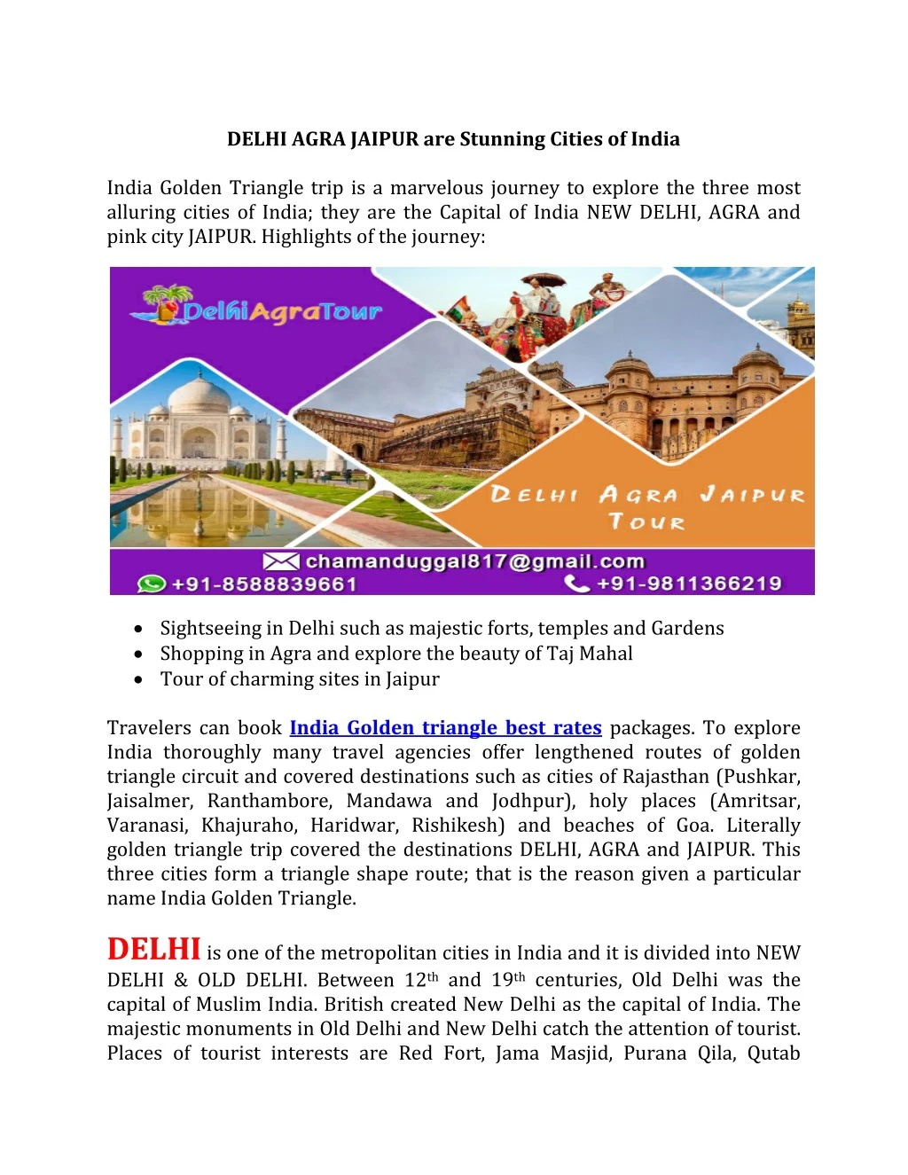 delhi agra jaipur are stunning cities of india