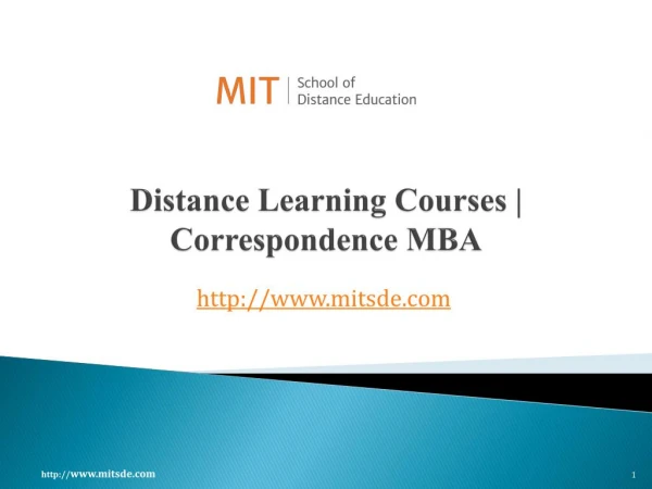 Distance Learning Courses | Correspondence MBA Courses | MITSDE