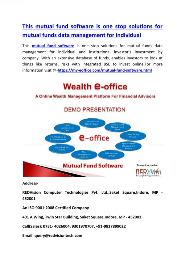 this mutual fund software is one stop solutions