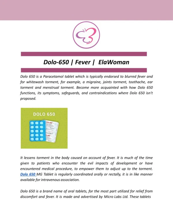 Dolo-650 | Fever | ElaWoman