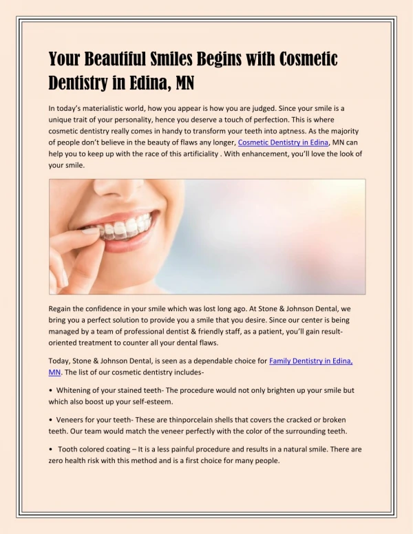 Your Beautiful Smiles Begins with Cosmetic Dentistry in Edina, MN