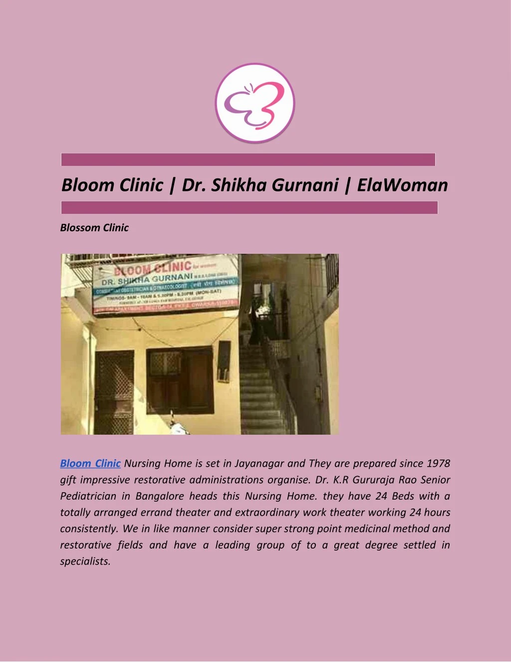 bloom clinic dr shikha gurnani elawoman