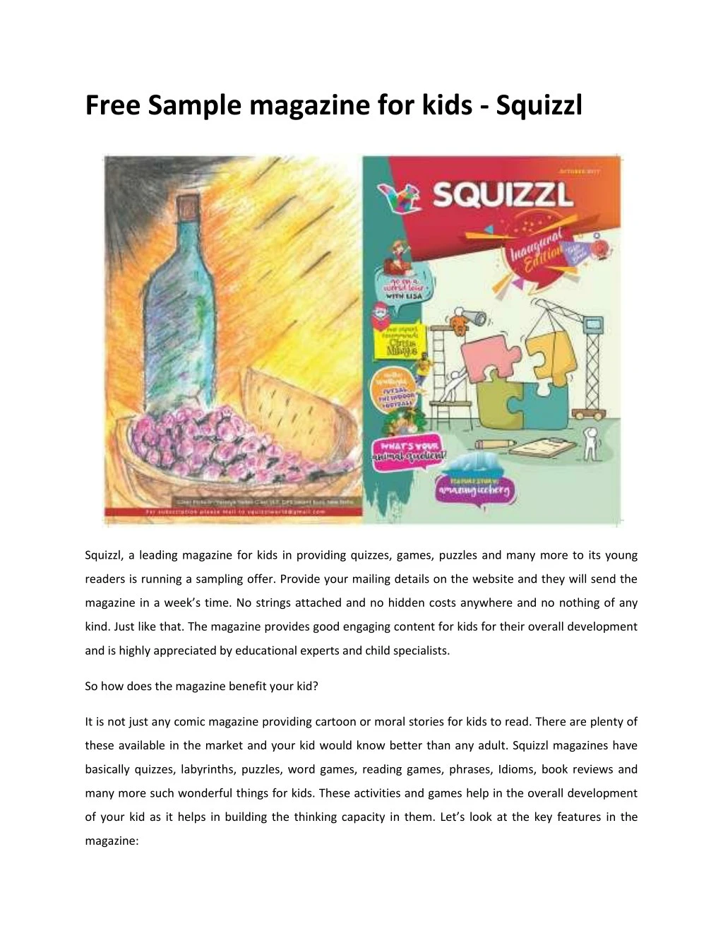free sample magazine for kids squizzl