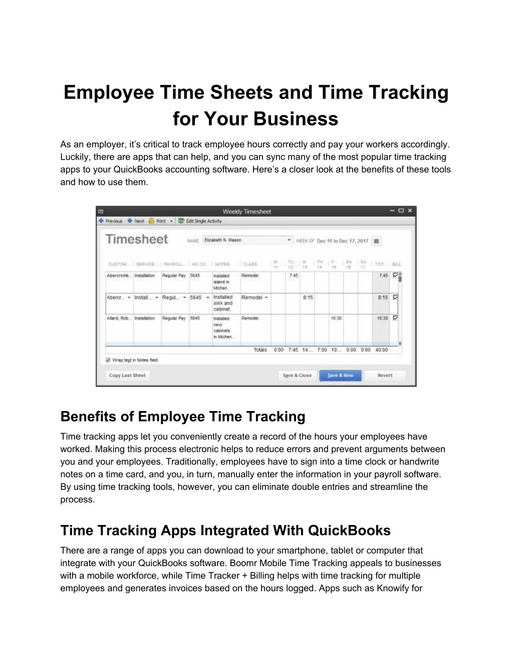 employee time sheets and time tracking for your