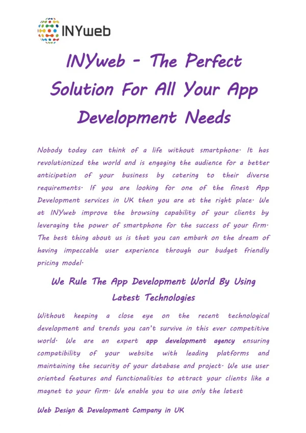 INYweb - The Perfect Solution For All Your App Development Needs