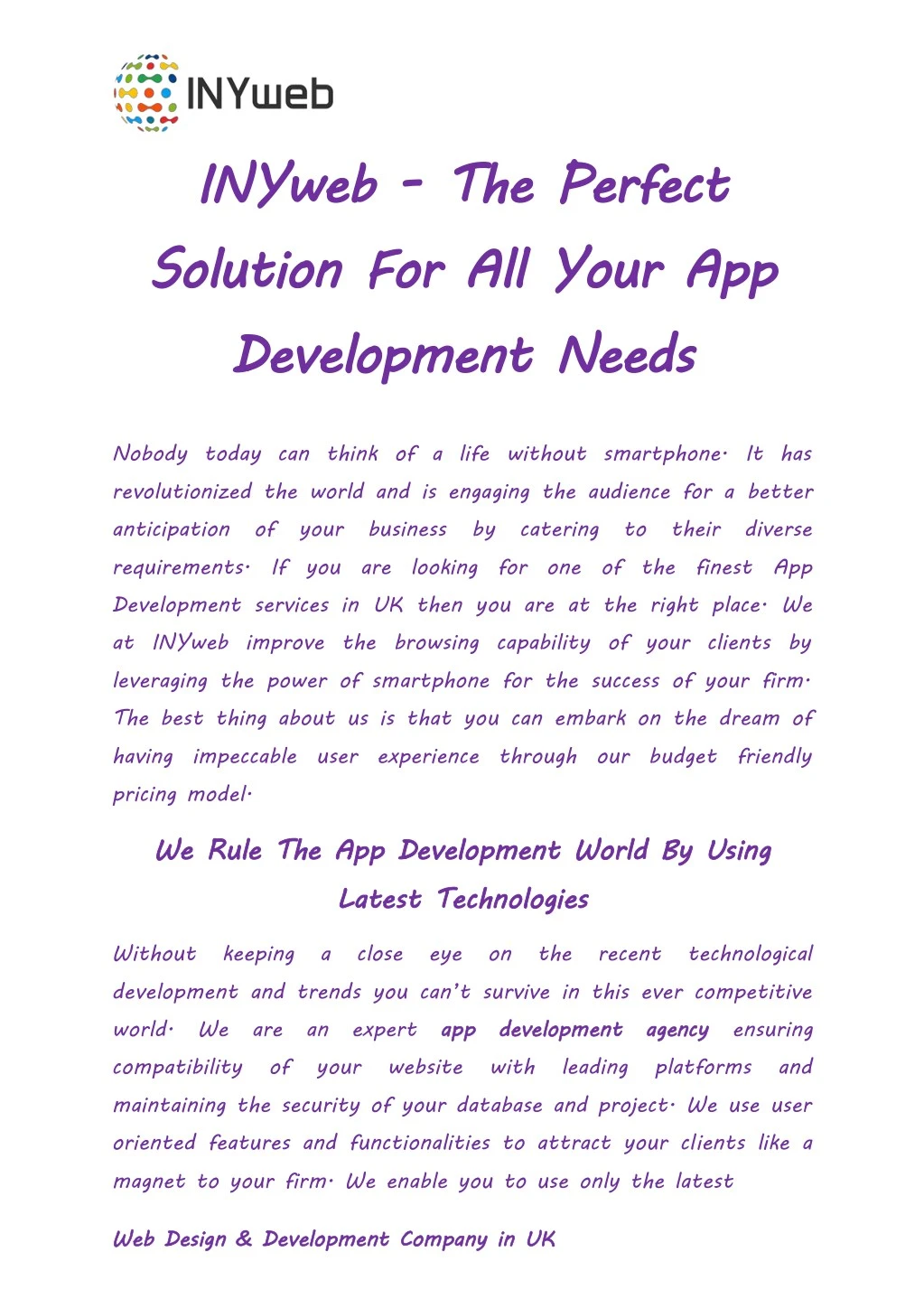 inyweb solution for all your app development needs