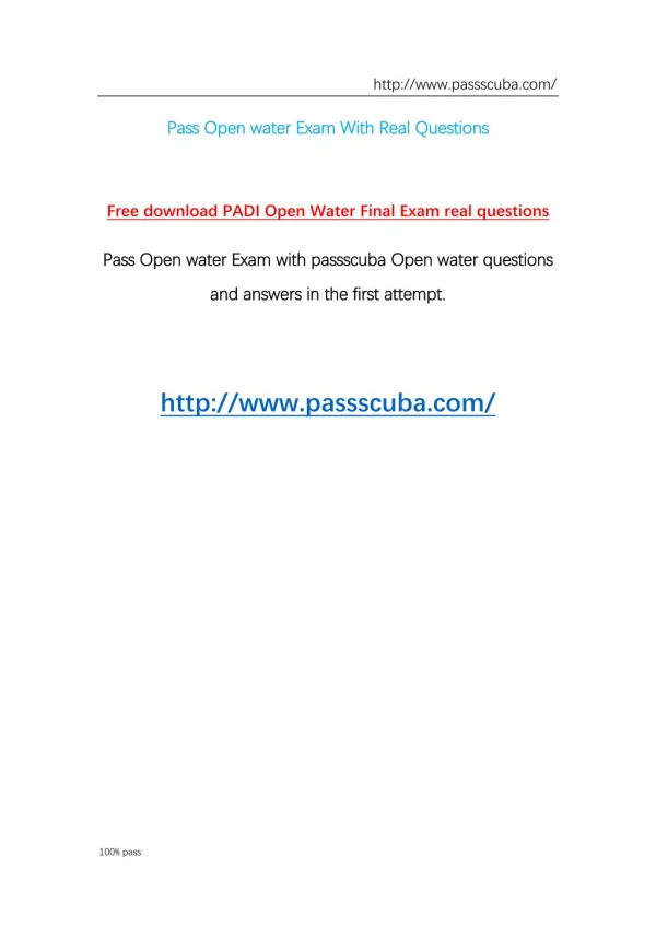 Free download PADI open water real questions