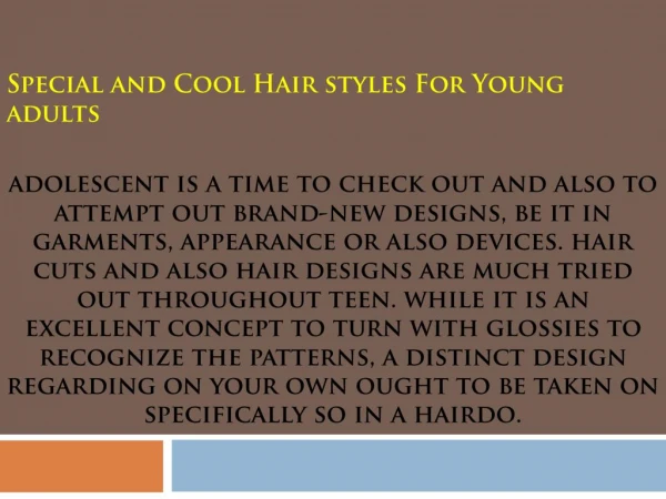 Special and Cool Hair styles For Young adults