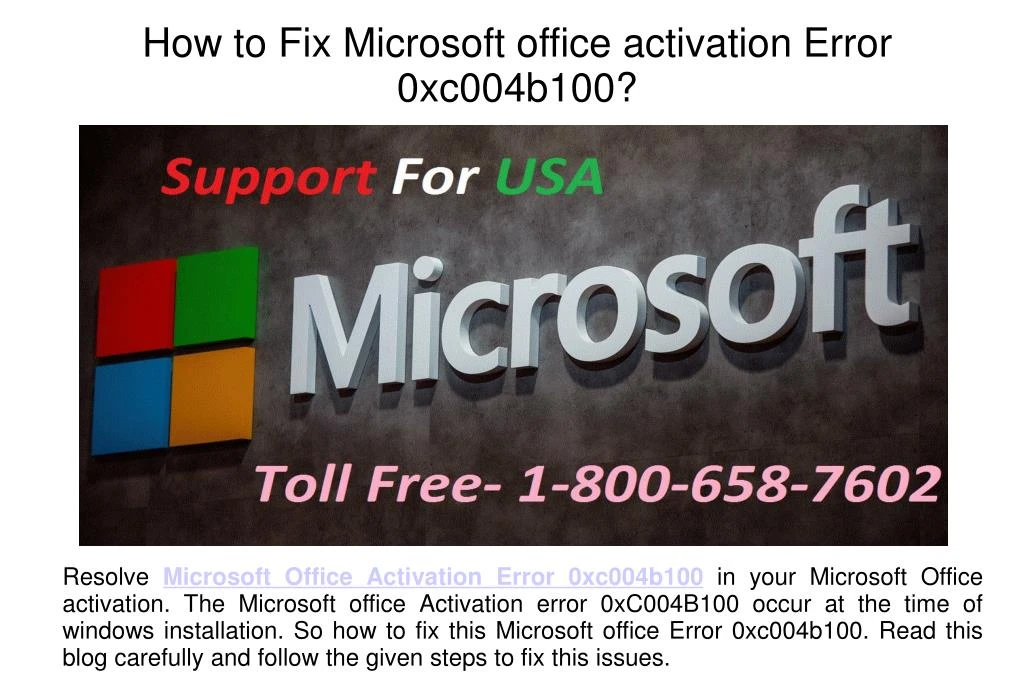 how to fix microsoft office activation error 0xc004b100