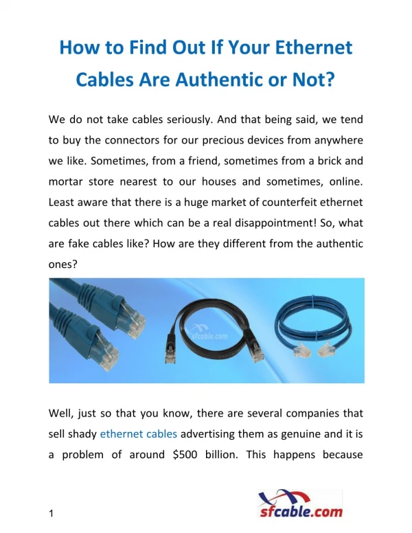 How to Find Out If Your Ethernet Cables Are Authentic or Not?