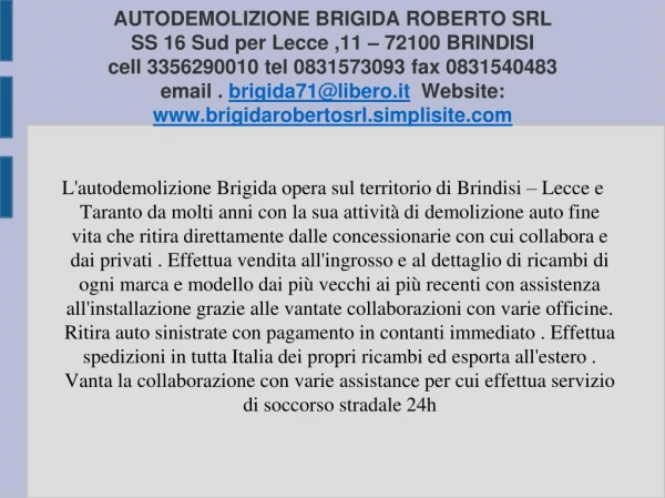 Autodemolizione Brigida Roberto srl a Brindisi